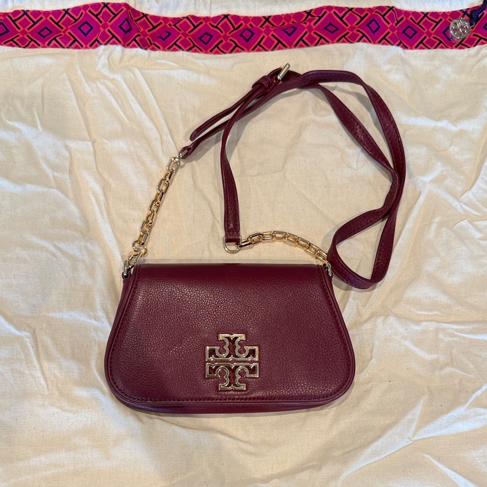 Tory Burch Wine Leather Crossbody Bag